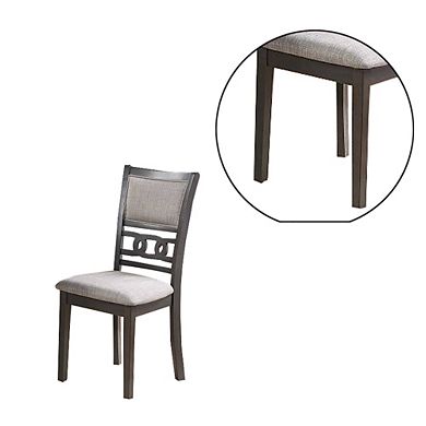 Fabric Upholstered Dining Chair With Panel Back, Knot Cut Outs, Set Of 2, Gray - Benzara