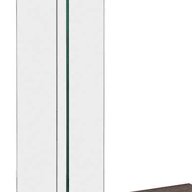 Contemporary Wood And Glass Snack Table, Gray And Clear