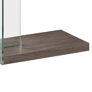 Contemporary Wood And Glass Snack Table, Gray And Clear