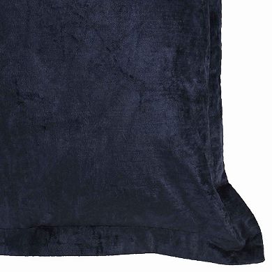 Square Fabric Throw Pillow with Solid Color and Flanged Edges, Blue