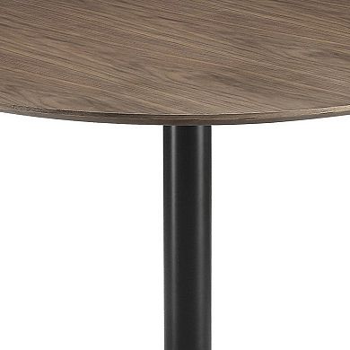 30 Inch Round Wooden Top Modern Dining Table, Black and Brown