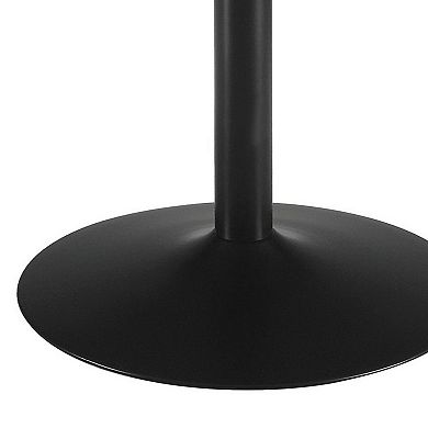 30 Inch Round Wooden Top Modern Dining Table, Black and Brown