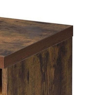 Wooden File Cabinet With Open Compartment And Drawer, Oak Brown And Black