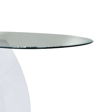 Contemporary Tempered Glass Top Sofa Table with O Shape Base, White