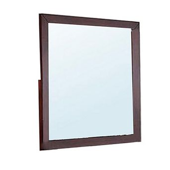 Bran 36 x 36 Square Dresser Mirror, Pine Wood, Grain Details, Cherry Brown