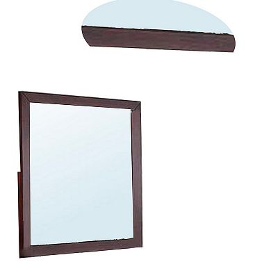 Bran 36 x 36 Square Dresser Mirror, Pine Wood, Grain Details, Cherry Brown