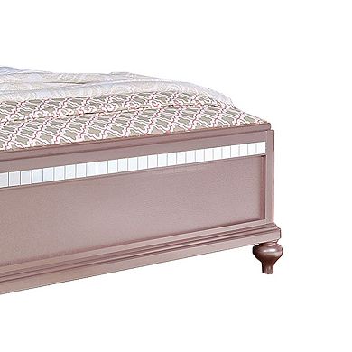 Contemporary Styled Twin Bed with Padded Button Tufted Headboard, Pink