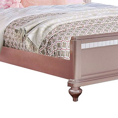 Contemporary Styled Twin Bed with Padded Button Tufted Headboard, Pink