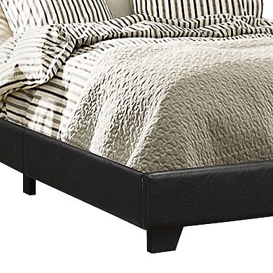 Leather Upholstered Queen Size Platform Bed, Black