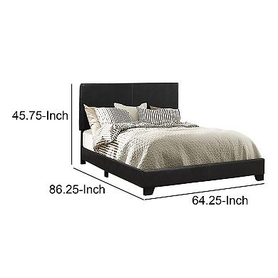 Leather Upholstered Queen Size Platform Bed, Black