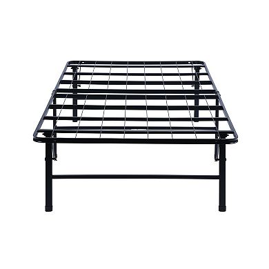 Adel Extra Long Twin Size Low Profile Bed, Foldable Metal Frame, Black