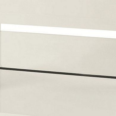 Modern Coffee Table With Rounded Corners & Clear Tempered Glass Shelf, White