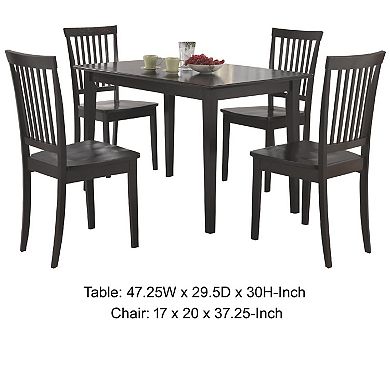 Sophisticated And Sturdy 5 Piece Wooden Dining Set, Brown