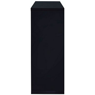 Enticing Rectangular Bar Unit with 2 Shelves and Wine Holder, Black