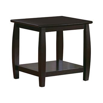 Contemporary Style Solid Wood End Table With Slightly Rounded Shape, Dark Brown