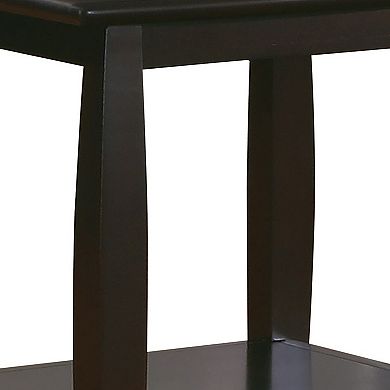 Contemporary Style Solid Wood End Table With Slightly Rounded Shape, Dark Brown