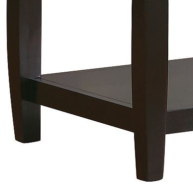 Contemporary Style Solid Wood End Table With Slightly Rounded Shape, Dark Brown