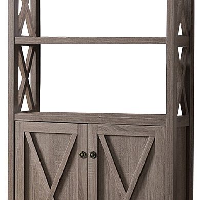 Wooden File Cabinet With 'X' Shaped Cutout Side Panel, Dark Taupe Brown