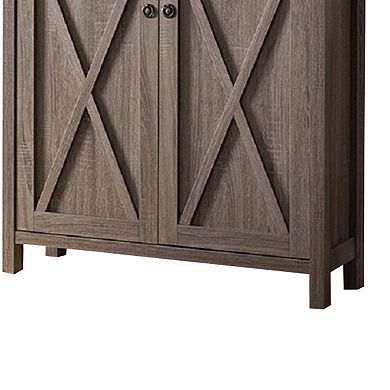 Wooden File Cabinet With 'X' Shaped Cutout Side Panel, Dark Taupe Brown