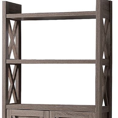 Wooden File Cabinet With 'X' Shaped Cutout Side Panel, Dark Taupe Brown