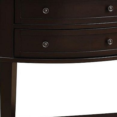 Demilune Wooden Console Table With 2 Drawers, Brown