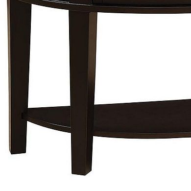 Demilune Wooden Console Table With 2 Drawers, Brown