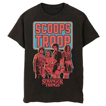 Men's Stranger Things Scoops Troop Mineral Wash Graphic Tee