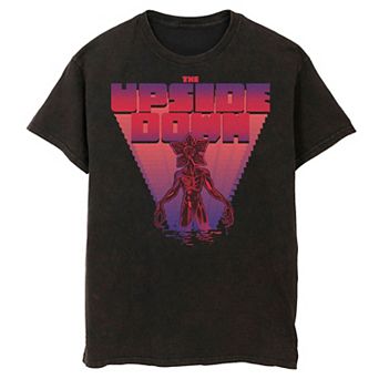 Men's Stranger Things The Upside Down 8-Bit Demogorgon Mineral Wash Graphic Tee