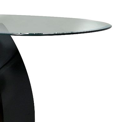 Contemporary Tempered Glass Top Sofa Table with O Shape Base, Black