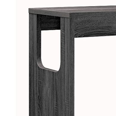 Transitional Style Wooden Bar Table with 3 Tier Side Shelves, Gray