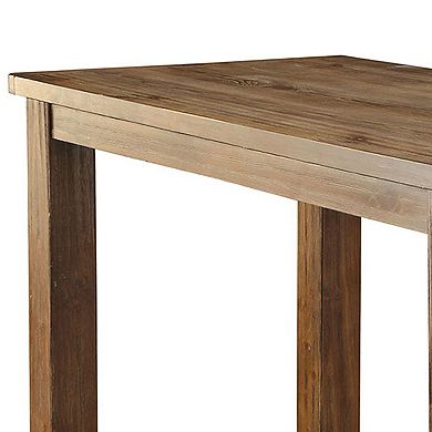 Wooden Top Bar Height Table with Thick Block Legs, Brown