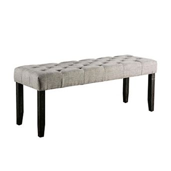48 in Bench with Tufted Seat and Chamfered Legs, Light Gray
