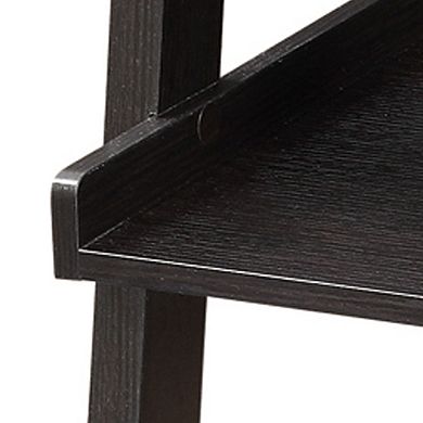 Sleek Wooden Ladder Bookcase with 5 Shelves, Brown