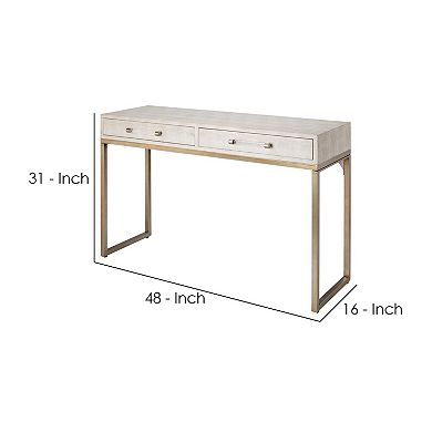 Console Table With Two Drawers And Metal Base