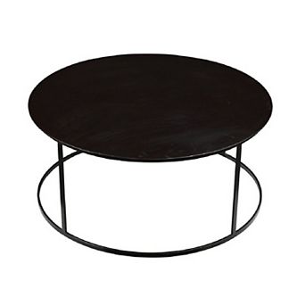 Round Metal Frame Side Table with Tubular Legs, Dark Brown