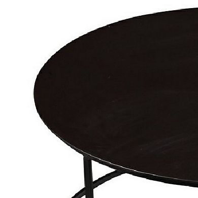 Round Metal Frame Side Table with Tubular Legs, Dark Brown