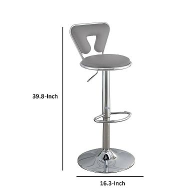 Adjustable Barstool with Round Seat and Stalk Support, Set of 2, Gray