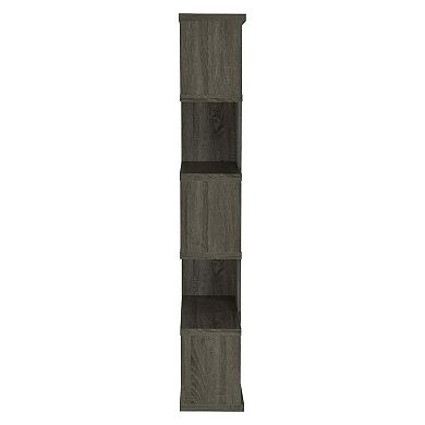 Sturdy Semi Backless Wooden Bookcase, Gray