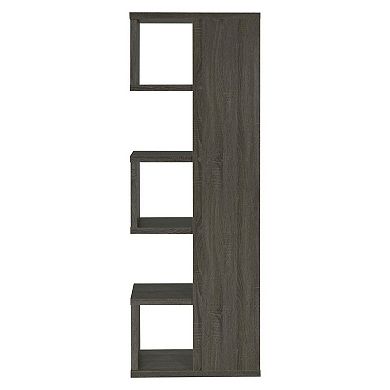 Sturdy Semi Backless Wooden Bookcase, Gray