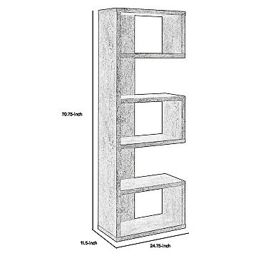 Sturdy Semi Backless Wooden Bookcase, Gray