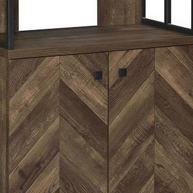 Wooden Bookcase with 3 Tier Shelves and 2 Doors, Brown