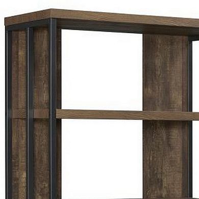 Wooden Bookcase with 3 Tier Shelves and 2 Doors, Brown
