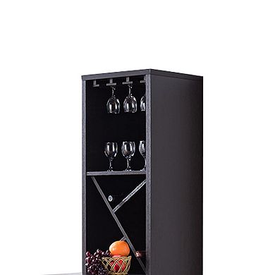 Wooden Wine Cabinet with Spacious Storage and Bar Table, Red Cocoa Brown