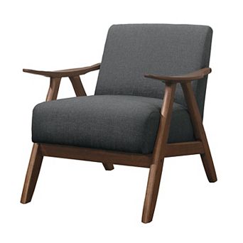 Fabric Upholstered Accent Chair with Curved Armrests, Gray