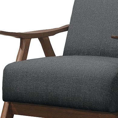 Fabric Upholstered Accent Chair with Curved Armrests, Gray