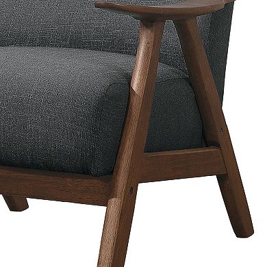 Fabric Upholstered Accent Chair with Curved Armrests, Gray