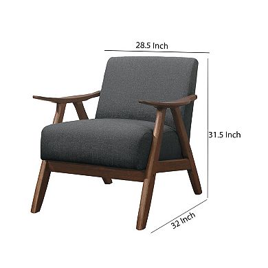Fabric Upholstered Accent Chair with Curved Armrests, Gray
