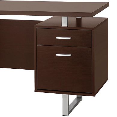 Double Pedestal Office Desk With Metal Sled Legs, Brown