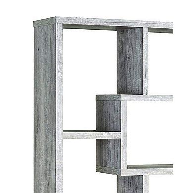 Modish Wooden Bookcase With Multiple Shelves, Gray