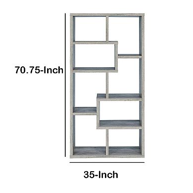 Modish Wooden Bookcase With Multiple Shelves, Gray